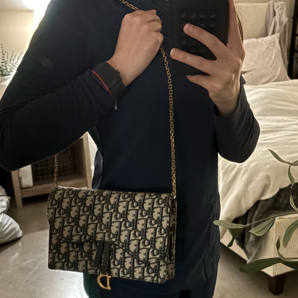 Dior Oblique Saddle Wallet On Chain - Picture 3 of 16